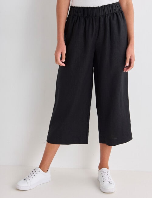 Zest Essential Linen Crop Pant, Black product photo View 05 L