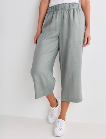 Zest Essential Linen Crop Pant, Sage product photo