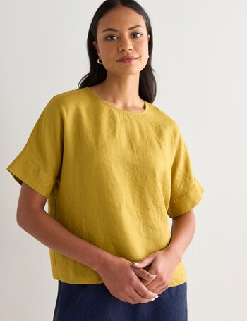 Zest Linen Button Back Top, Honey product photo