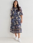 Whistle Tiered 3/4 Sleeve Dress, Navy Paisley product photo