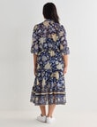 Whistle Tiered 3/4 Sleeve Dress, Navy Paisley product photo View 02 S