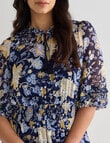 Whistle Tiered 3/4 Sleeve Dress, Navy Paisley product photo View 04 S