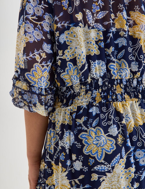 Whistle Tiered 3/4 Sleeve Dress, Navy Paisley product photo View 05 L