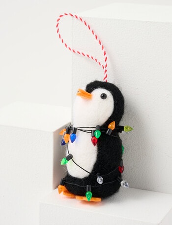 Christmas Shop Tidings & Treats Felt, Penguin in Lights product photo