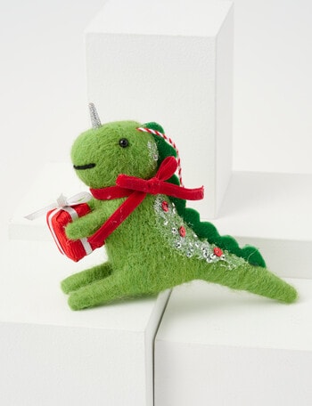 Christmas Shop Tidings & Treats Felt, Dino with Present product photo