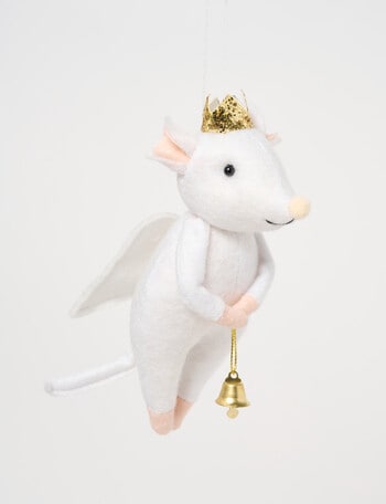 Christmas Shop Woodland Wonders Felt Angel Mouse Hanging Decoration, Cream product photo