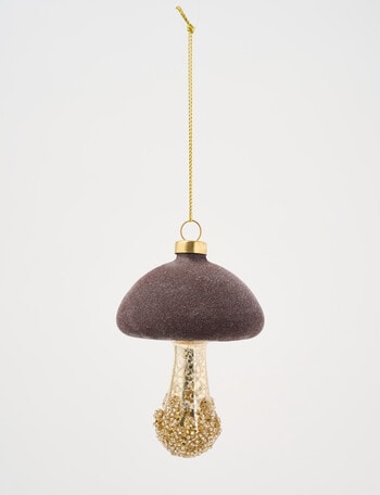 Christmas Shop Woodland Wonders Glass Mushroom Hanging Decoration, Stone product photo