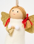 Christmas Shop Woodland Wonders Felt Angel with Bell Hanging Decor, Cream product photo View 03 S