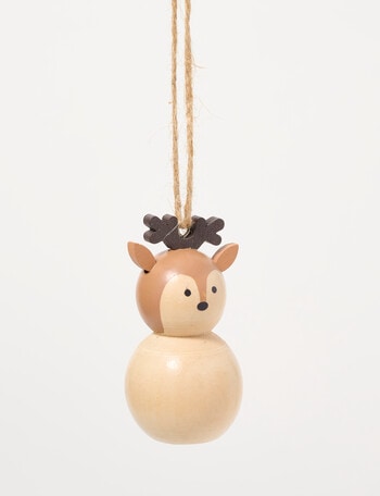 Christmas Shop Woodland Wonders Wooden Deer Hanging Decor, Brown product photo