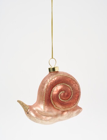 Christmas Shop Woodland Wonders Glass Snail Hanging Decoration, Brown product photo