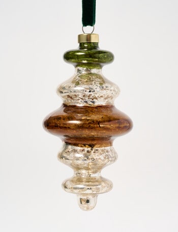 Christmas Shop Woodland Wonders Mercury Glass Finial, Gold Tone & Green product photo