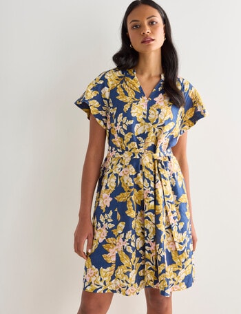 Zest Linen Raglan Sleeve Dress, Regal Print product photo