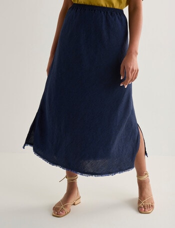 Zest Linen Maxi Bias Cut Skirt, Nightshadow product photo