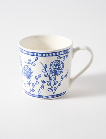 Porto Flower Mug, 350ml, Blue & White product photo