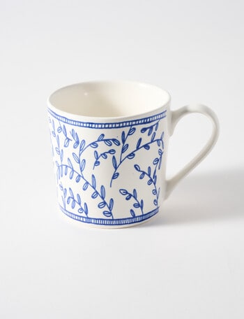 Porto Leaf Mug, 350ml, Blue & White product photo