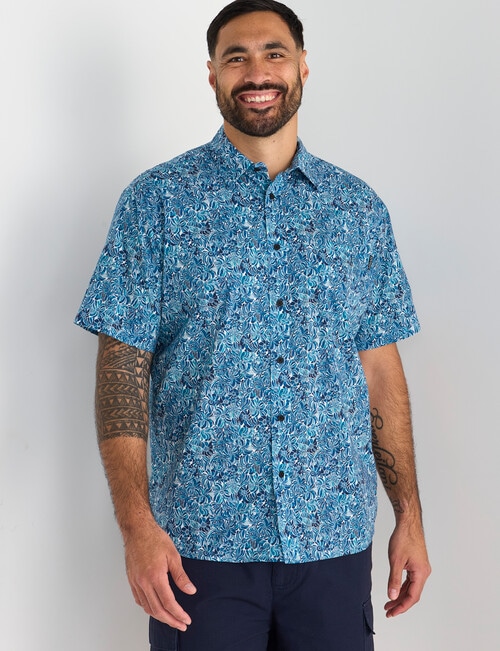 Logan Galla Short Sleeve Shirt, Teal product photo