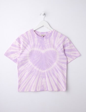 Switch Tie Dye Heart Boxy Short Sleeve Tee, Lilac product photo