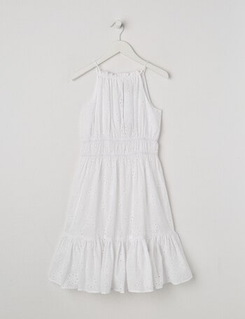 Switch Broderie Halter Dress, White product photo