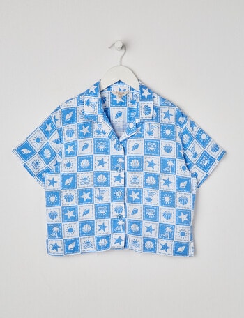 Switch Holiday Print Short Sleeve Shirt, Bluebell product photo