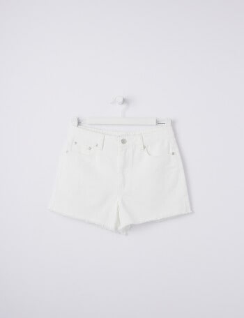 Switch Denim Raw Hem Mom Short, White product photo