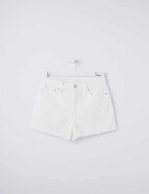 Switch Denim Raw Hem Mom Short, White product photo