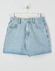 Switch Raw Hem Denim Mini Skirt, Light Blue product photo View 03 S