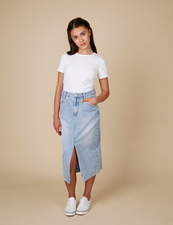 Switch Denim Midi Skirt, Light Blue product photo