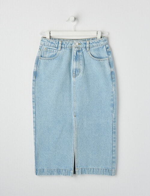 Switch Denim Midi Skirt, Light Blue product photo View 03 L