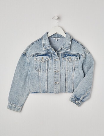 Switch Frayed Hem Denim Jacket, Light Blue product photo