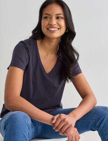 Zest Organic Cotton Short Sleeve V Neck Tee, Stargazer product photo