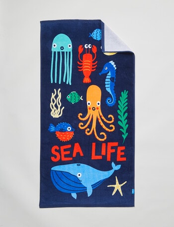 Verano Kids Sealife Mini Flat Beach Towel Range, Navy product photo