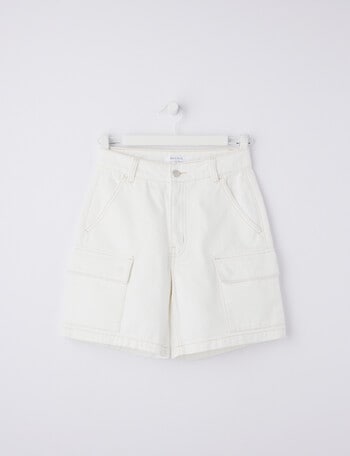 Switch Cargo Denim Short, White product photo