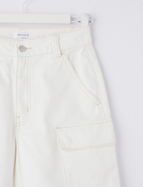 Switch Cargo Denim Short, White product photo View 02 L