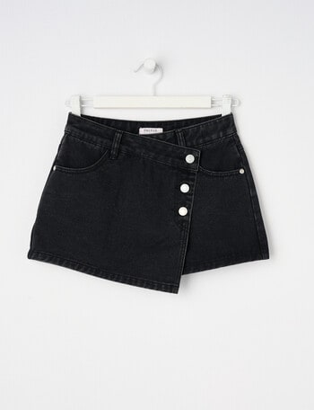 Switch Denim Skort, Washed Black product photo