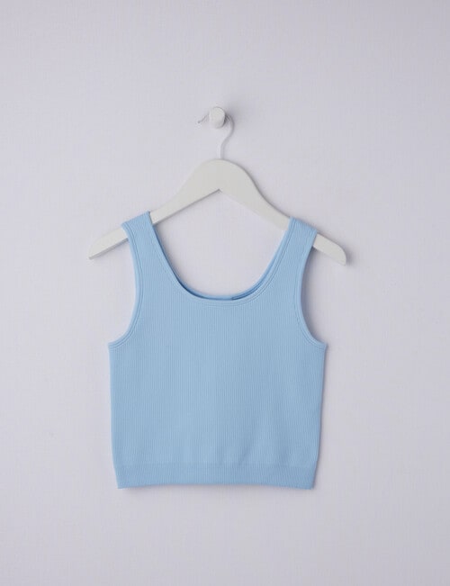 SUPERFIT GIRL Ribbed Seamless Crop Tank Top, Light Blue product photo