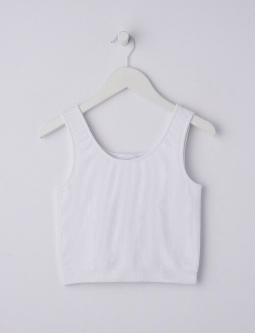 SUPERFIT GIRL Ribbed Seamless Crop Tank Top, White product photo