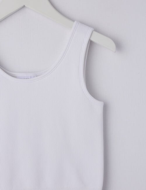 SUPERFIT GIRL Ribbed Seamless Crop Tank Top, White product photo View 02 L