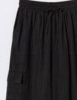 Switch Linen Blend Wide Leg Cargo Pant, Black product photo View 02 S