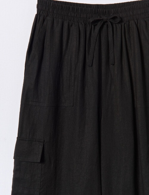 Switch Linen Blend Wide Leg Cargo Pant, Black product photo View 02 L