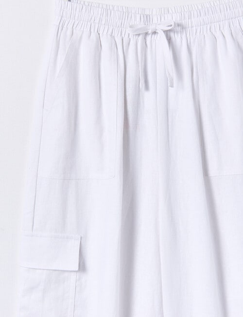 Switch Linen Blend Wide Leg Cargo Pant, White product photo View 02 L