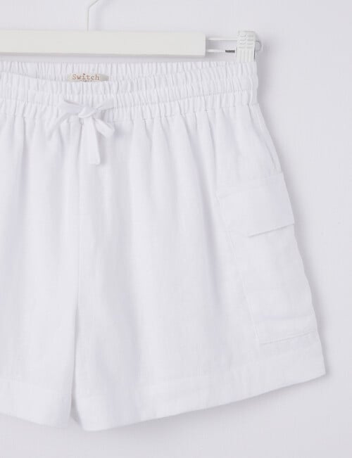 Switch Linen Blend Cargo Short, White product photo View 02 L