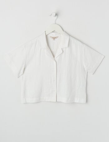 Switch Linen Blend Short Sleeve Shirt, White product photo