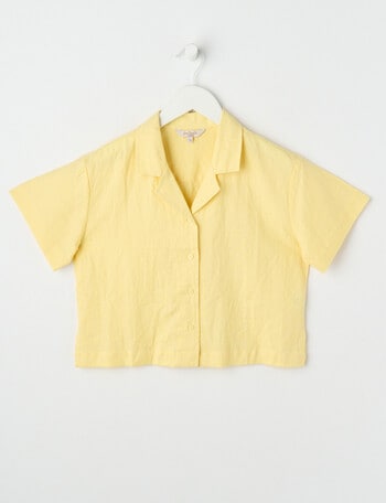 Switch Linen Blend Short Sleeve Shirt, Lemon product photo