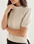 Whistle Knitted Puff Sleeve Tee, Cream product photo View 04 S