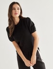 Whistle Knitted Puff Sleeve Tee, Black product photo