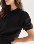 Whistle Knitted Puff Sleeve Tee, Black product photo View 04 S