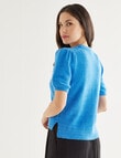 Whistle Knitted Puff Sleeve Tee, Azure product photo View 02 S