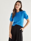 Whistle Knitted Puff Sleeve Tee, Azure product photo View 04 S