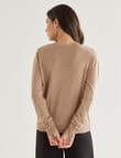 Whistle Lightweight Knitted V-Neck Jumper, Camel product photo View 02 S