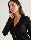 Whistle Rib Cardi Long Sleeve V-Neck, Black product photo View 04 S